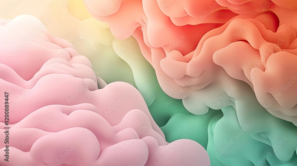 Poster clouds watercolor idea. colorful abstract textures with smooth shapes, perfect for backgrounds and d