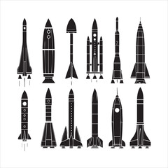 silhouette of a rocket for a space travel and exploration social media.