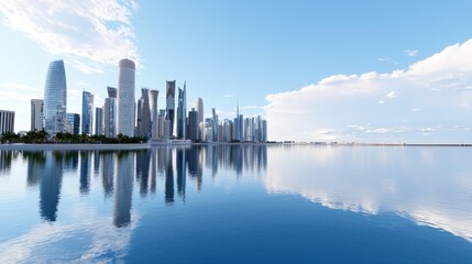 Modern City Skyline Reflection