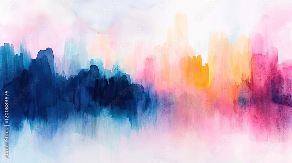 Poster blurred watercolor idea. a vibrant abstract watercolor painting with colorful gradients and soft bru