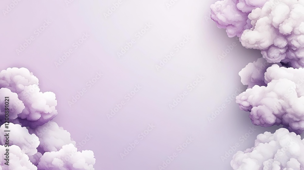 Aufkleber clouds watercolor idea. a serene abstract background featuring soft purple clouds with gradient tone