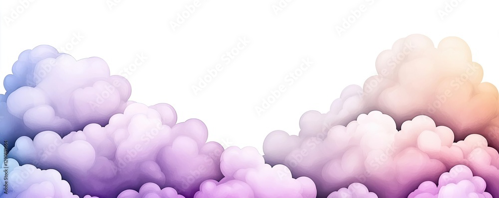 Poster clouds watercolor idea. vibrant clouds in soft pastel colors, creating a dreamy and whimsical atmosp