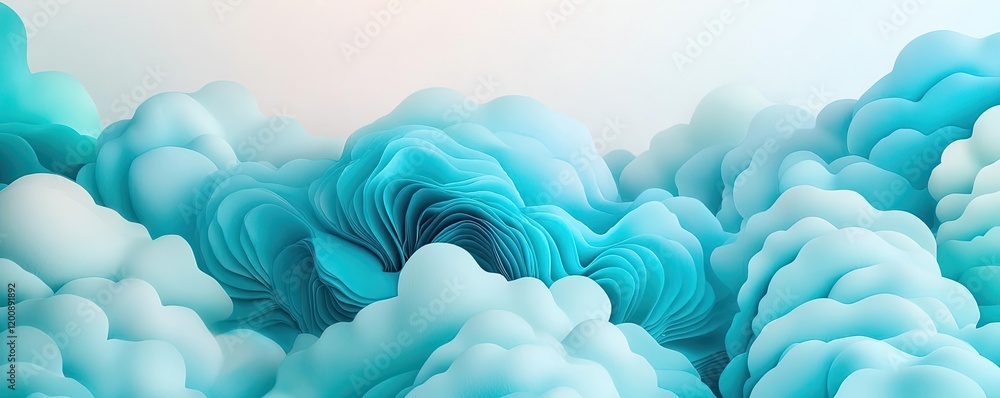 Poster clouds watercolor idea. abstract waves of blue colors creating a dreamy visual atmosphere.