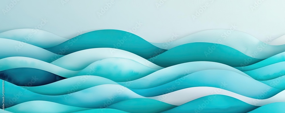 Poster clouds watercolor idea. abstract waves creating a calm and tranquil ocean effect in shades of blue a