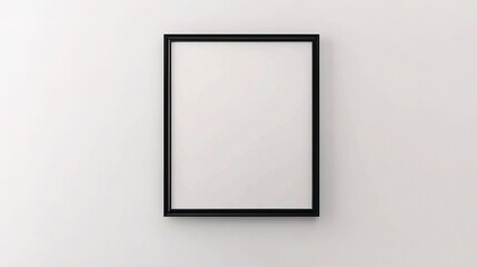 Simple Modern Office Interior with Empty Frame on White Wall