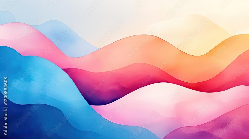Poster clouds watercolor idea. abstract colorful waves background, ideal for design projects and creative c