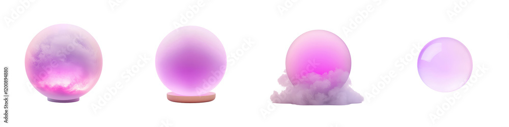 Poster render of luminous glowing spheres in a pastel gradient color palette creating a captivating futuris
