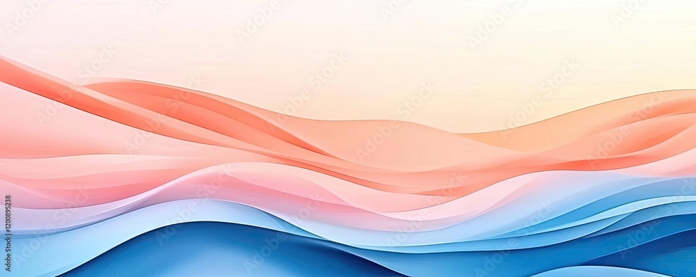 Poster Blurred watercolor idea. Abstract colorful waves create a serene and modern background design for various uses.