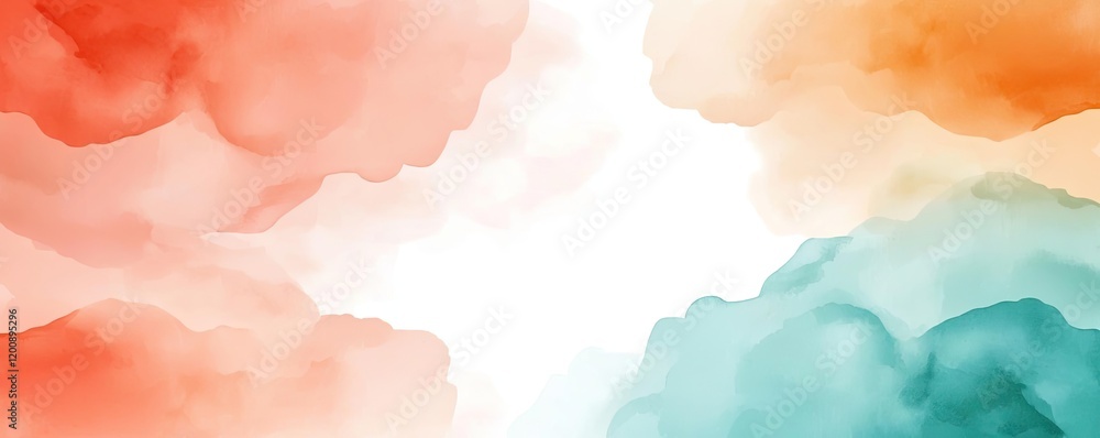 Poster clouds watercolor idea. vibrant watercolor background with soft blending colors for creative design 