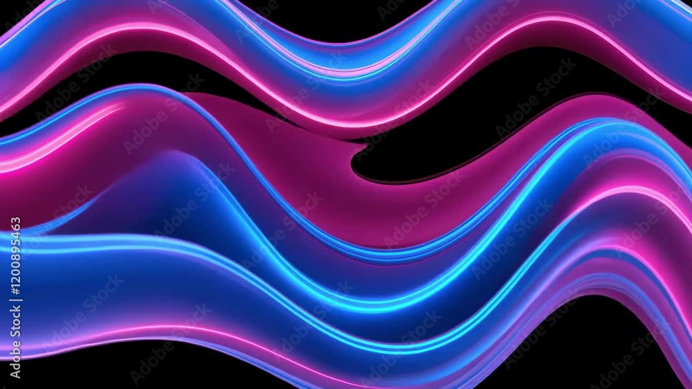 Aufkleber colorful flowing waves of neon light create dynamic abstract visuals with vibrant motion and modern 
