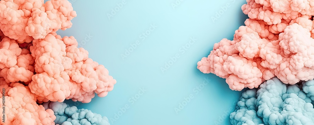 Poster clouds watercolor idea. vibrant abstract clouds in pink and blue create a stunning visual backdrop.