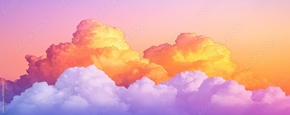 Poster clouds watercolor idea. a stunning display of colorful clouds at sunset, showcasing vibrant hues and