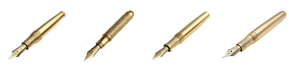 Close up of a vintage golden fountain pen nib resting on a desk showcasing the elegant and professional tool used for writing calligraphy and other pursuits