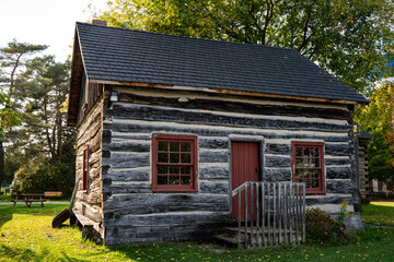 View of the historical wooden house in the old town.