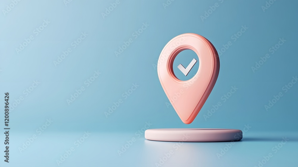 Aufkleber minimalist location pin with shield and checkmark emphasizing protected and reliable travel