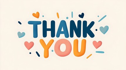 Colorful and Playful Thank You with Pastel Letters and Hearts