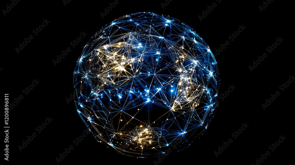 Poster polygon planet globe vector background of space and data technologies. 3d low poly world sphere with