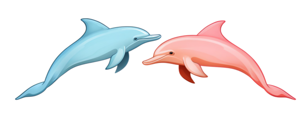 Colorful dolphins swimming together, showcasing harmony and playfulness, perfect for marine life themes.