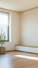 Bright and minimalistic interior of a modern living space showcasing natural light and simplicity