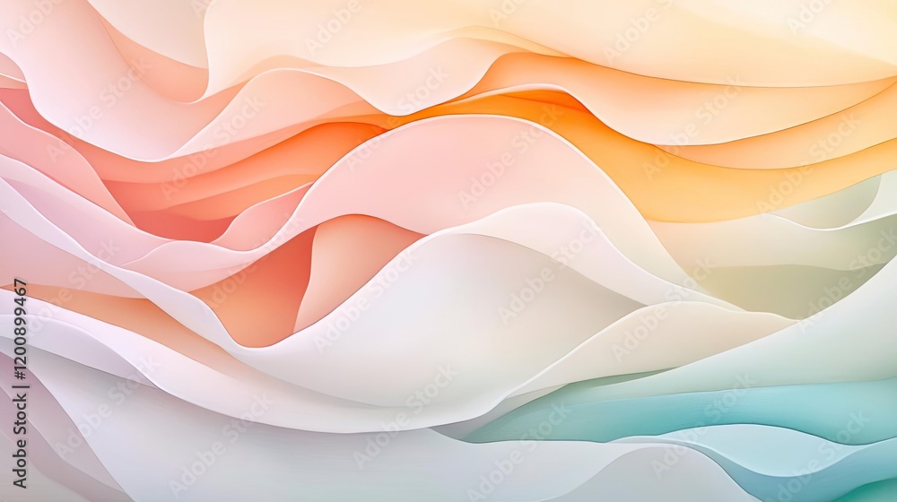 Poster ethereal watercolor concept. a vibrant abstract design showcasing flowing waves in soft pastel color