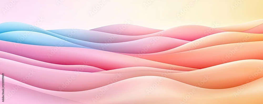 Poster ethereal watercolor concept. abstract lines create soft waves in soothing pastel colors, perfect for