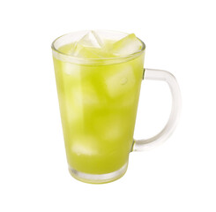 Glass of green tea cold drink isolated