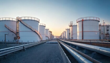 Obraz premium Oil storage tanks and pipelines 