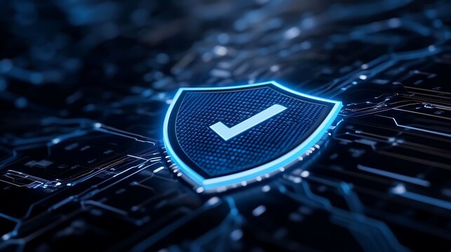 Digital Shield Symbolizing Security and Trust in Cyber Protection