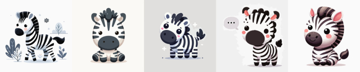 set of cute vector zebras
