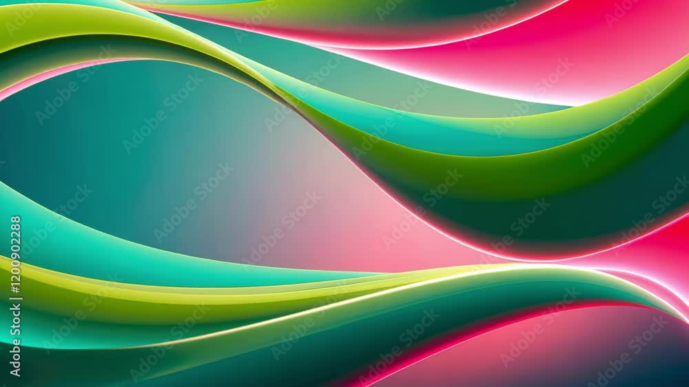 Poster dynamic abstract design featuring vibrant colors, smooth curves, and fluid shapes, creating an eye c