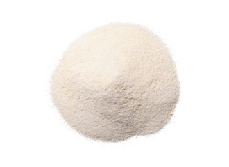 collagen powder isolated on white background. Top view. Flat lay.