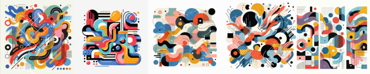 set of abstract expressionism vectors