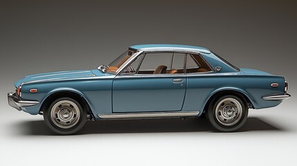 Obraz premium Classic coupe car profile, studio shot, grey background, automotive design