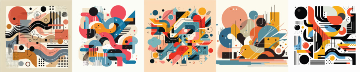 set of abstract expressionism vectors