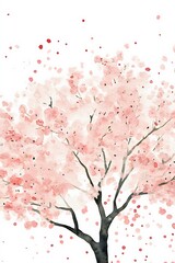Fototapeta premium Beautiful Cherry Blossom Tree in Full Bloom with Petals Falling Gently