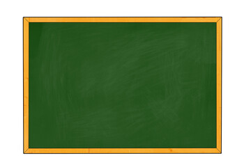green blank blackboard isolated with chalk textured background with wooden frame