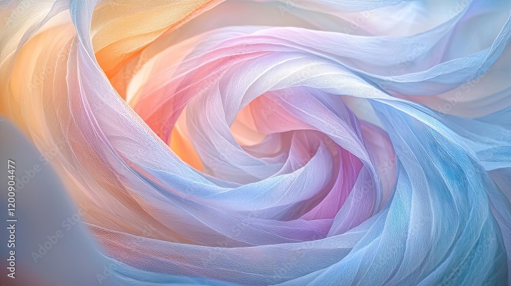 Poster Ethereal watercolor concept. A mesmerizing abstract swirl of soft pastel colors creating a tranquil atmosphere.