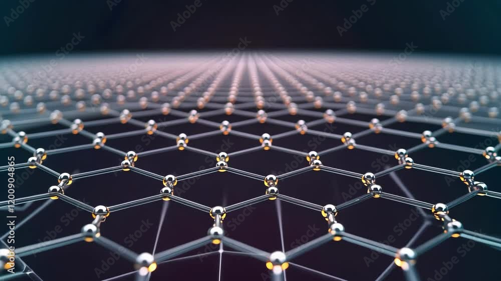 Poster visual exploration of hexagonal molecular structures showcasing technology, design, and scientific i