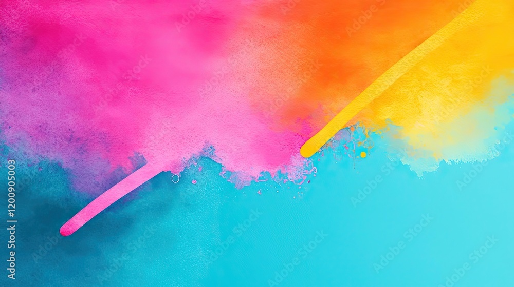 Poster doodle watercolor idea. vibrant abstract watercolor background with dynamic splashes of color.