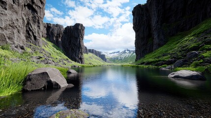 Serene Mountain Lake Valley