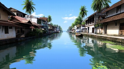 Fototapeta premium Tropical Canal Village