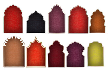 Islamic shape door or window with vignette border. Mughal Muslim architecture mosque gates....