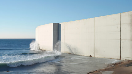 Coastal Concrete Wall and Waves