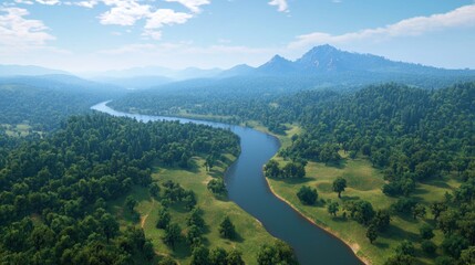 Serene River Valley Landscape
