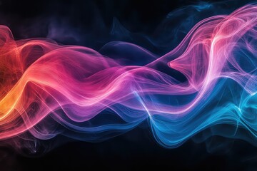 Obraz premium . A smoky abstract pattern with swirling waves of bright colors, evoking energy and motion.