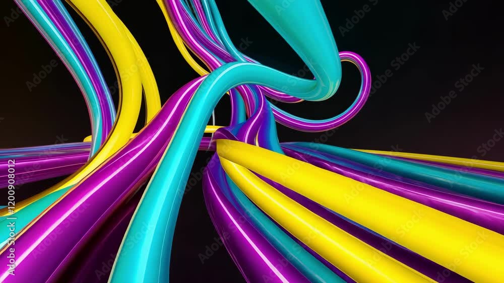 Aufkleber colorful abstract design with vibrant neon curves creating a dynamic and energetic visual experience