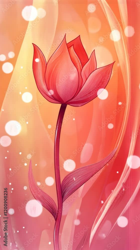 Poster beautiful red flower with soft background and gentle bokeh effect creating an elegant display of nat
