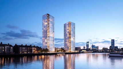 Modern Skyscrapers at Dusk