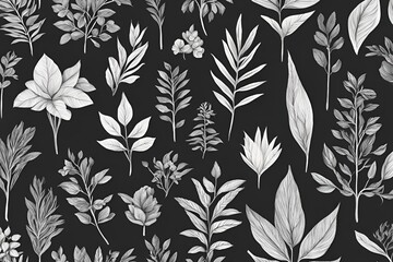 Floral designs and leaf motifs. Sketchy graphite artwork. Simple nature-themed plant illustrations. Classic botanical art prints. Ultra HD wallpapers and backgrounds. A Clean, simple aesthetic.