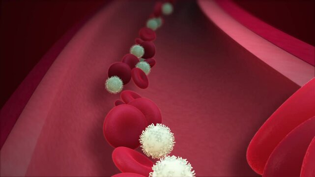 White Blood Cells Red Blood Cells in Vessel
